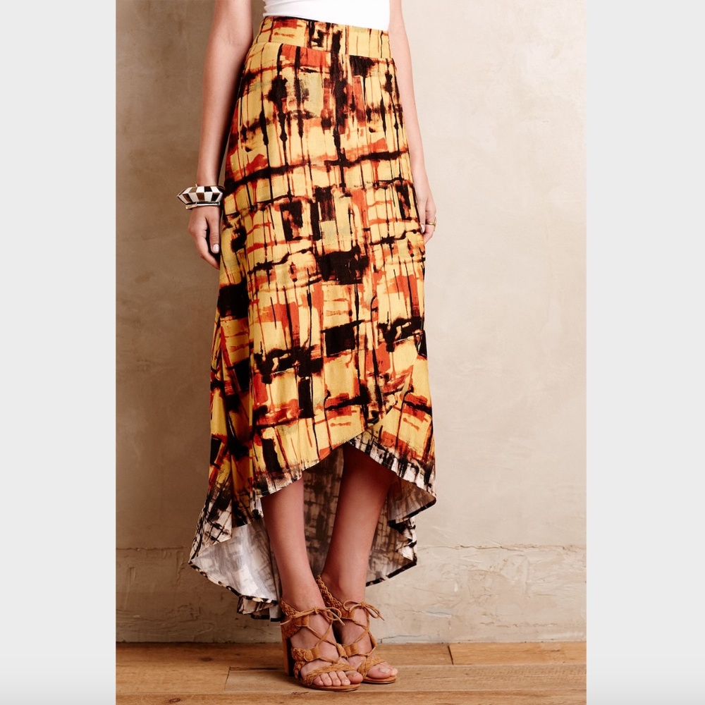Anthropologie Sunlit Plaid Maxi Skirt